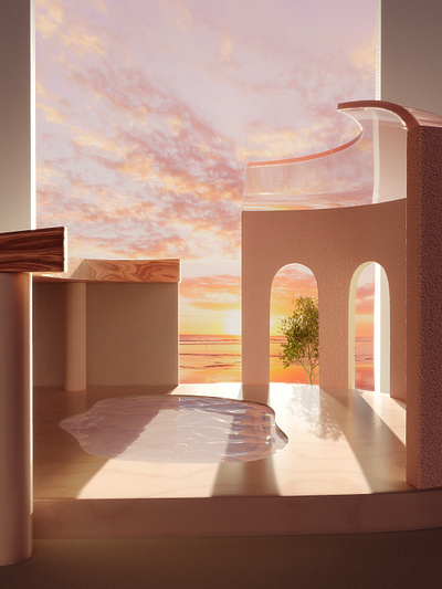 Places. art direction cgi designinpiration graphicdesign illustration interior pastel color sunset