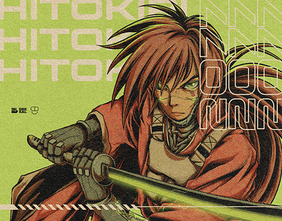 Hitokiri 2077 anime character design cyberpunk endorphine studio futuristic illustration japanese kenshin himura manga mecha retro robot samurai samurai x vintage vintage illustration