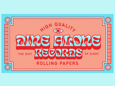 Dine Alone Custom Rolling Papers blue branding contrast enlightenment gift gradient graphicdesign high quality layout merch packaging psychedelic rolling papers sight smoke sun typography ziggis