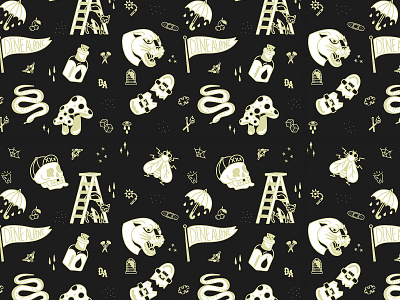 Dine Alone Standard Pattern Design black black cat contrast fly gift wrap illlustration ladder merch mushrooms noissue panther patter poison promo seamless skateboard skull snake tattoo flash tile