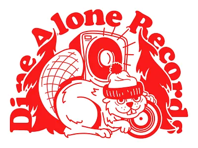 Dine Alone Canada Design beaver canada hoodie illustration merch design merchandise music record label redesign speaker typography vector