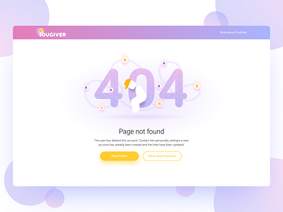 404 Error Page YouGiver ui uidesign uiux webdesign website design