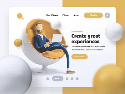 Landingpage Slider 3d 3d art interfacedesign landingpage slider ui uiux web webdesign