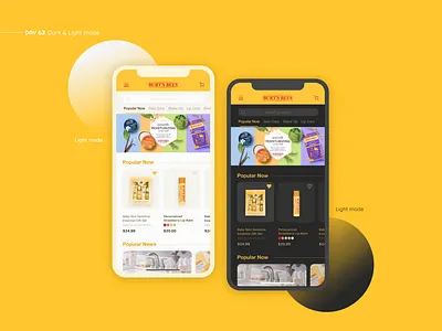 Dark & Light Mode app app design app ui burts bees cosmetic daily ui dark dark and light dark mode dark ui design light light mode light ui mobile mobile app design ui ui design ux uxui