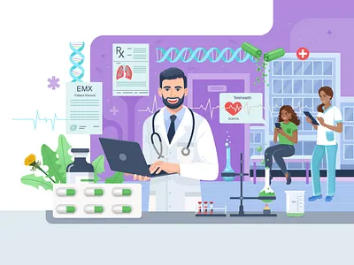 Medical application 2d adobe illustrator app design clinic doctor flat flat style health healthcare illustartion illustration medical vector