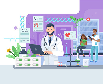 Medical application 2d adobe illustrator app design clinic doctor flat flat style health healthcare illustartion illustration medical vector