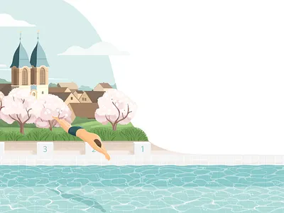 Sweeming pool 2d adobe illustrator design flat flat style illustartion illustration landscape pool sweem sweeming pool sweeming pool vector