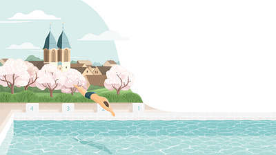 Sweeming pool 2d adobe illustrator design flat flat style illustartion illustration landscape pool sweem sweeming pool sweeming pool vector