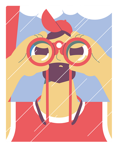 Lifeguard beach binocular character flat hands illustration lifeguard man vector