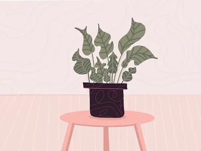 Plant Life design flat floral illustration line perspective plant procreate scene table vector wallpaper