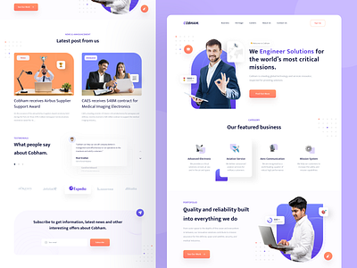 Cobham Landing Page Concept aero agency agency landing page business clean company design flight landing page plane post purple service startup ui ux web web design website