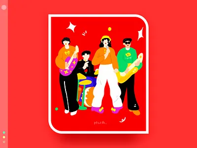My favorite band series 9 band design flat illustration red