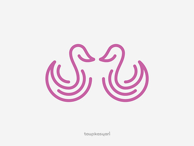 Monoline Twin Swan Logo bird branding elegant feminime goose graphic design icon identity logo love modern monoline swan swan logo swansea