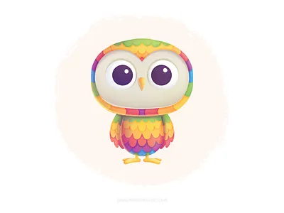 Colors character children colors cute illustration kidlitart kids owl procreate rainbow にじ フクロウ