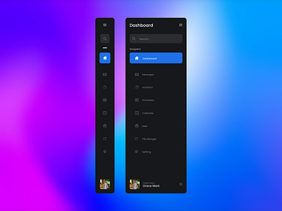 Sidebar Navigation (Dark) dark dark theme dashboard grid grid system marketplace menu menu item menubar nav bar navigation sidebar sidebar navigation ui ux