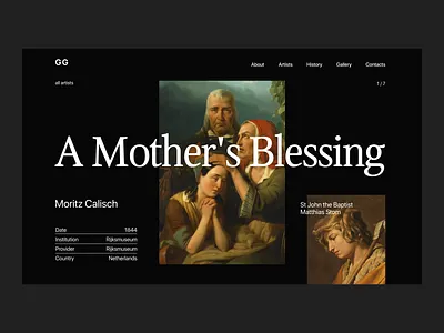 Museum artist concept dark theme design gallery gallery art minimal museum painting paintings ui ux uxui web