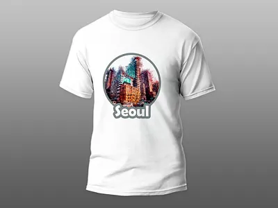 Watercolor Painting Sketch Seoul Street building graphic watercolor design watercolor sketch