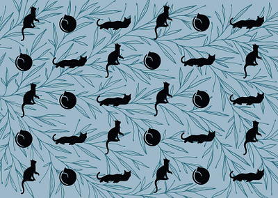 Black cat pattern adobe illustrator cat illustration pattern pattern art pattern design patterns vector