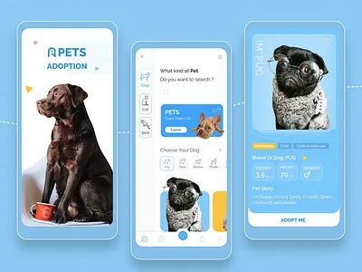 PET ADOPTION APP adoption animal app app app design creative design design greatdesign minimal mobile ui pet app pet care petshop ui ux