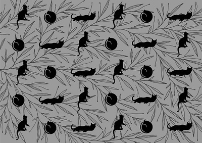 Black cat pattern design identity illustration illustrator pattern pattern art pattern design patterns vector