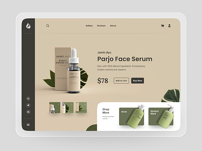 Jamin Ayu - Cosmetic Shop Landing Page brown clean cosmetic ecommerce header landing landingpage minimalist product shop ui uiux ux web design