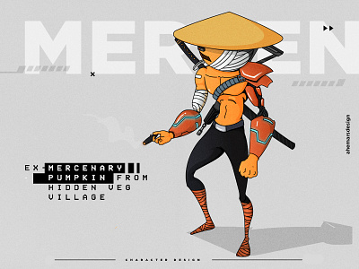 Pumpkin mercenary adobe illustrator character concept characterdesign color palette cool design design drawing flat illustration modern monoline orange pumpkin tshirtdesign ui uiux ux vector vector illustration vectorart