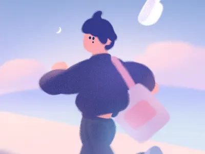 Keep running blue color drawing graphic illustration