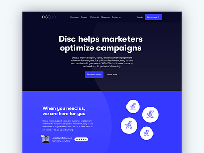 Disc.io - Landing page brand design flat landing page marketing typography ui ux web website