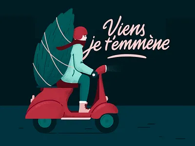 Advent Calendar - Illustration Day 2 christmas christmas tree illustration lettering scooter typography vespa