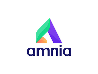 Amnia Logo Design - A Letter 2d 3d a letter abstract logo app icon logo brand identity branding agency branding and identity colorful logo flat logo design gradient logo illustrator lettermark logo design logo designer logo folio 2021 logo mark logo trends 2021 modern logo monogram logo