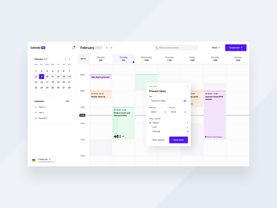 Calenda PRO appdesign calendar calendar app dashboard modal planner productdesign uidesign uxdesign webdesign