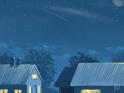 Wish upon a star digital drawing illustration kidlitart