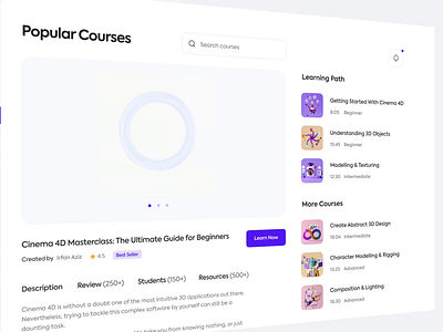 Elearning Dashboard 3d 3d animation 3d illustration animation app clean dashboard dashboard app elearning elearning courses header illustration landing page ui ui design web web design website website design websites