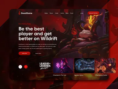 Good Game - Game Guide Portal design exploration game header landing page landingpage ui uidesign user interface web website website design