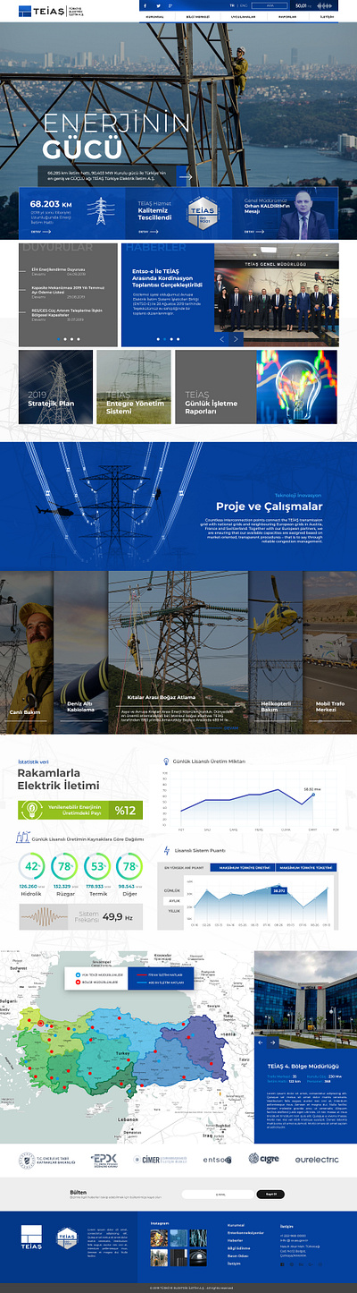 TEİAŞ Website Ui electricity energy power power line teias web design website website design