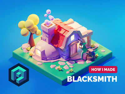 Blacksmith Tutorial 3d blender diorama game art illustration isometric low poly lowpoly render stylized art tutorial