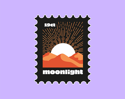 Stamp branding design graphic design illustration logo logodesign minimalism moonlight mountains simple simplicity vintage font vintage inspired