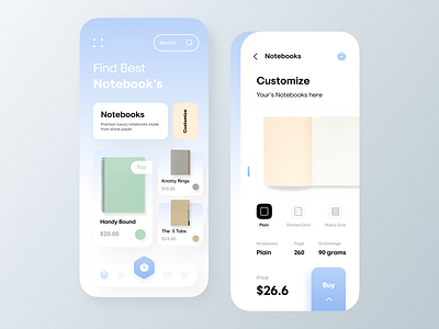 Notebook Shop App animation app app design application book mobile mobile app mobile app design mobile design mobile ui notebook