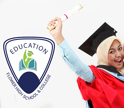 education flower high school logo academy logo branding college logo graduation logo university logo vector