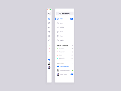 Sidebar Navigation for e-mail client - Light Mode component component email dashboard design system email modal navigation navigation bar product product design productdesign sidebar sidebar design sidebar menu sidebar navigation ui ui design ui kit ux