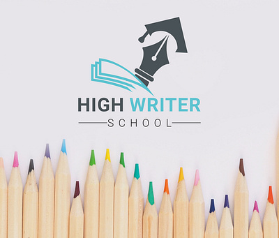 high writer logo for school ,collage ,university academic academy logo book fair book logo college logo graduation logo illustration logo minimal typography university logo