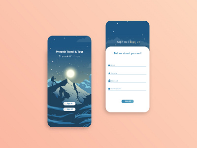 Sign up Ui gradient graphic design icon icon design mobile app mobile app design mobile app ui design sign in sign up travel travel agency travel app ui ui design ux