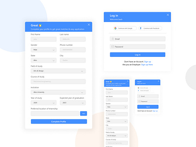 Internry sign up sign in education website internship sign in form sign in page sign up form sign up page students ui ux web website design