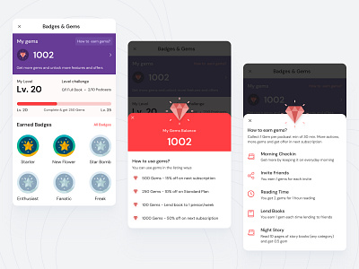 Audioc Badges & Level Concept UI badge badges challenge gems level mygems subscription