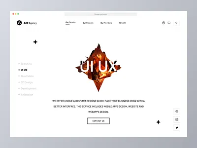 UI UX Page - Ace Website 3d agency agency website app design illustration minimal modern ui uiux web web design website workflow