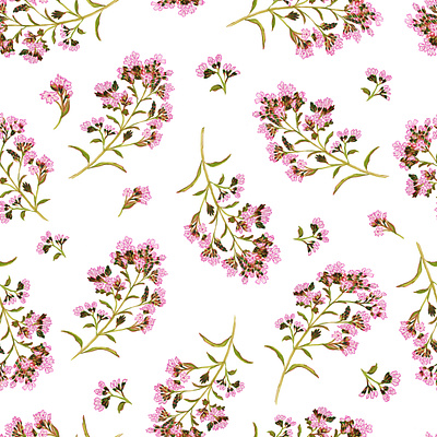 Floral Pattern Oregano background branding design floral pattern hand drawn illustraion oregano pattern pattern design print print design textile pattern typography ui watercolor
