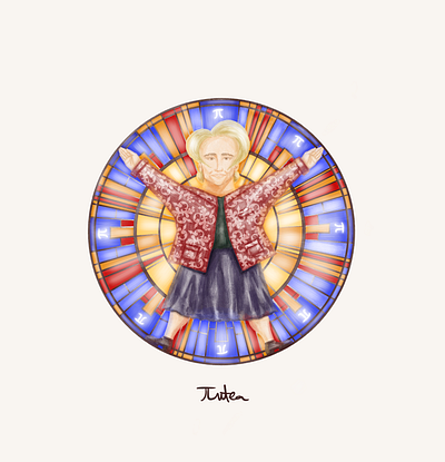 Famous politician in Romania bright color character design funny humour illustration ipadpro procreate stained glass