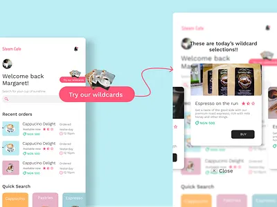 Steam cafe design mobile ui
