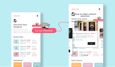 Steam cafe design mobile ui