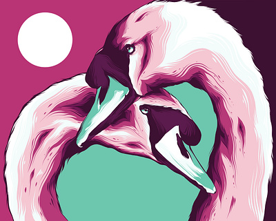 Love is in the Air animal animal art blue branding design drawing illustration logo love orange pink poster art poster design posters swan swans teal valentines valentinesday vector